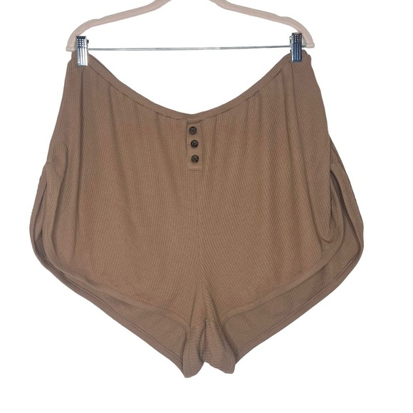 Madewell Waffle Knit Camel Shorts & Top Lounge Set - Picture 7 of 11